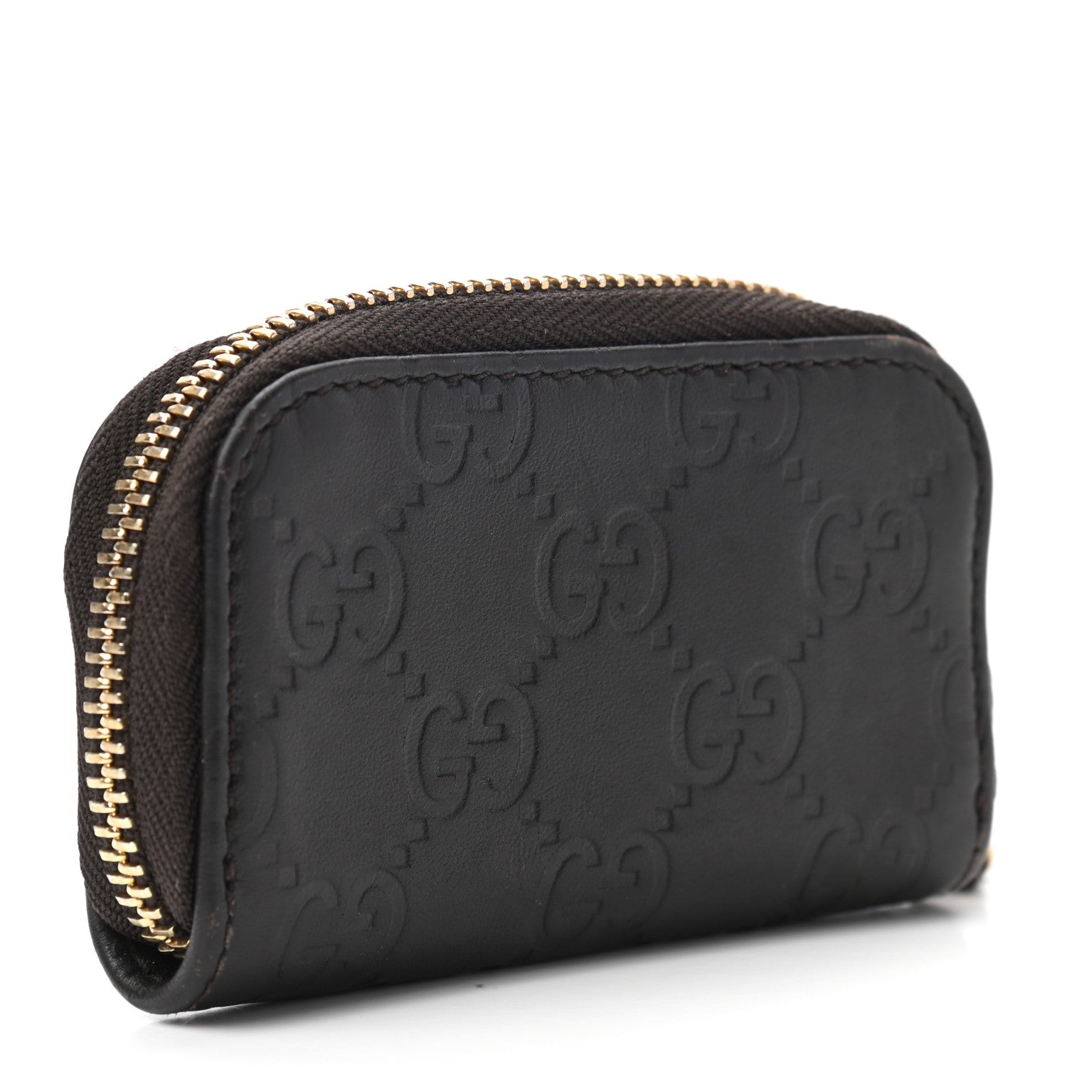 Gucci Guccissima Zip Around Coin Purse Wallet Dark Brown 3 of 8