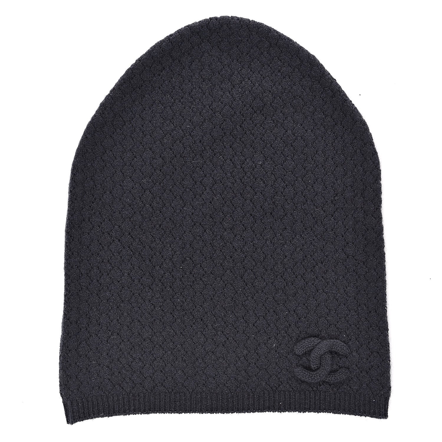 Chanel Cashmere CC Beanie Hat Dark Grey 1 of 5