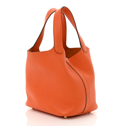 Hermes Taurillon Clemence Picotin Lock 18 PM Orange Poppy 3 of 10