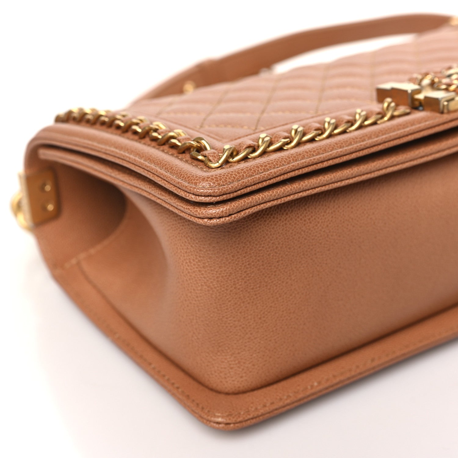 Chanel Caviar Quilted Chain Around Medium Boy Flap Beige 9 of 11