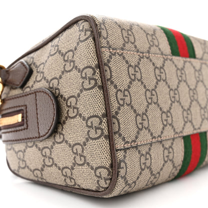 Gucci GG Supreme Monogram Textured Dollar Calfskin Web Mini Ophidia Top Handle Bag Beige Ebony New Acero 9 of 12