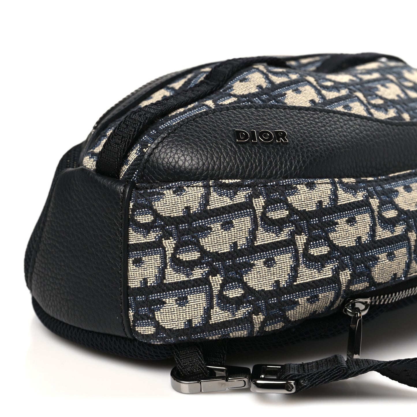 Grained Calfskin Oblique Scarab Sling Bag Blue Black