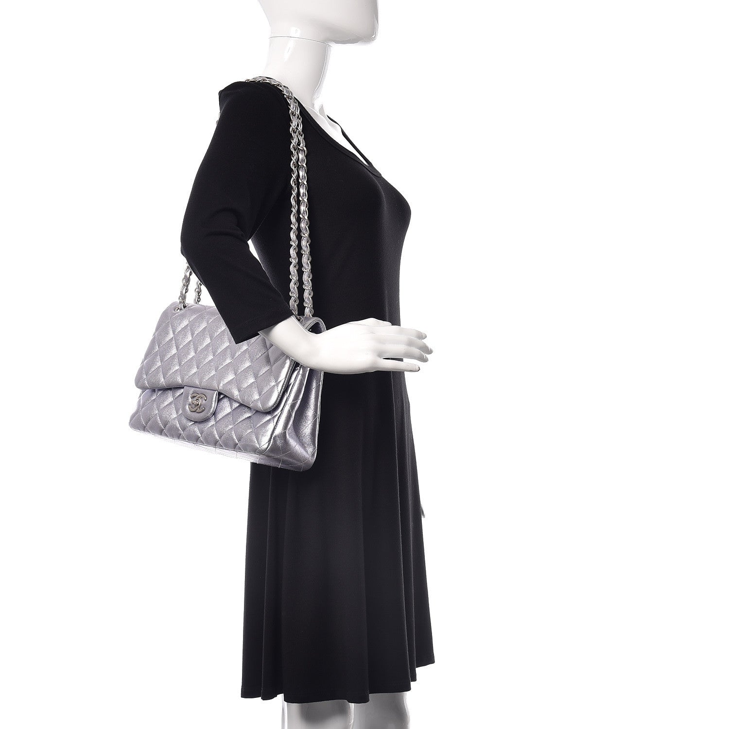 Chanel Metallic Lambskin Quilted Jumbo Double Flap Light Purple 2 of 13
