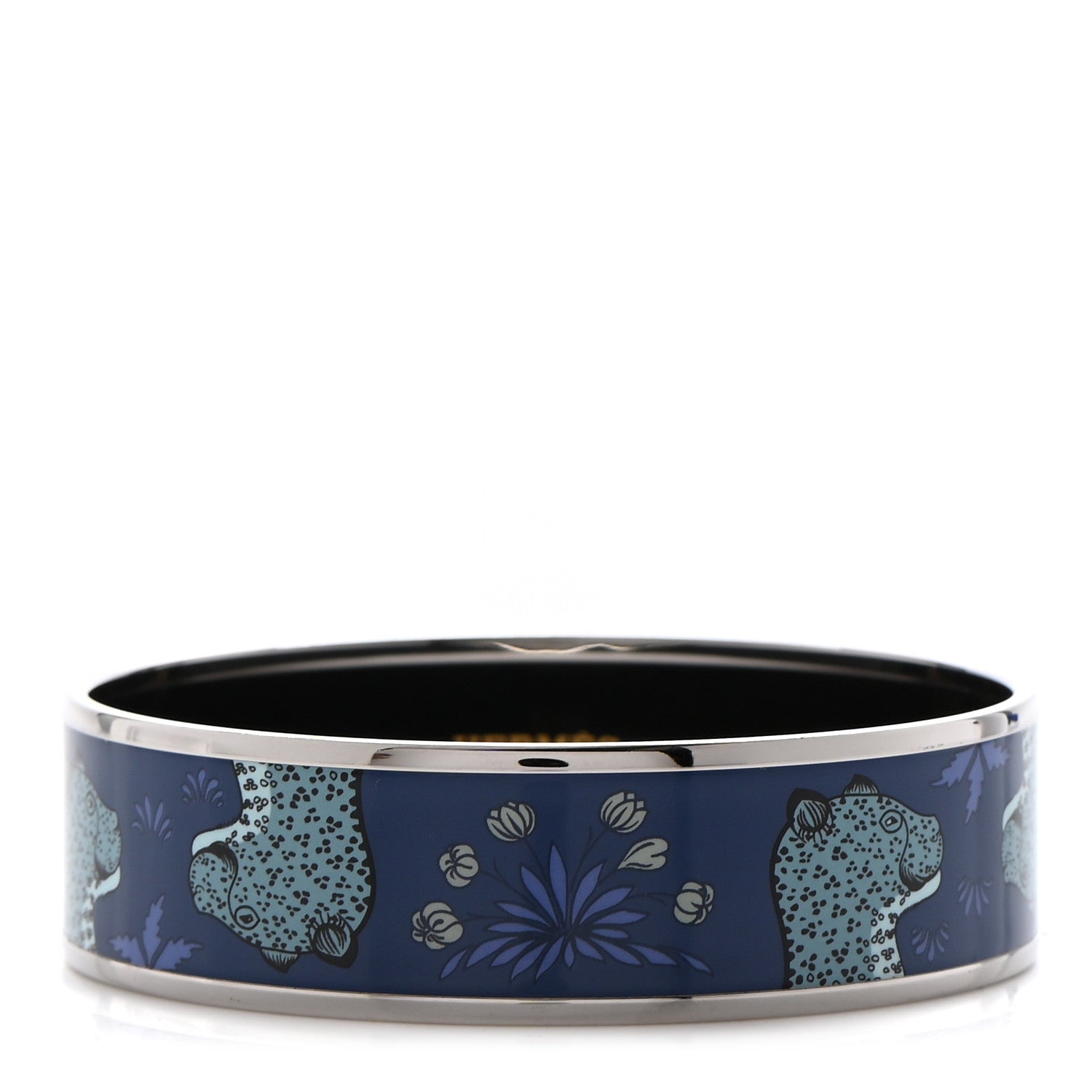 Hermes Enamel Printed Wide Les Leopards Bracelet 65 1 of 5