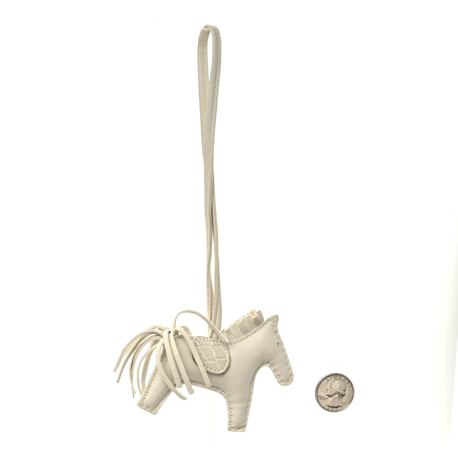 Hermes Milo Lambskin Matte Alligator Touch Grigri Rodeo Horse Bag Charm PM Craie Nata Beton 2 of 4