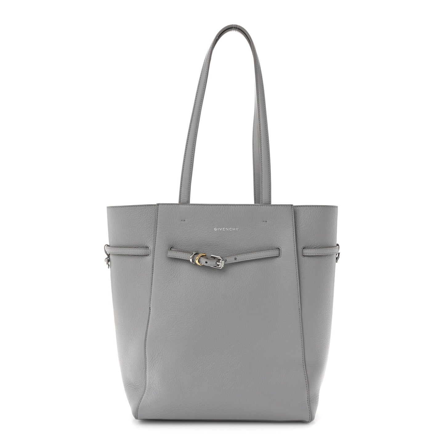 Calfskin Voyou Small North South Tote  Light Grey