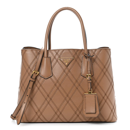 Prada City Calf Quilted Double Bag Caramel 1 of 9