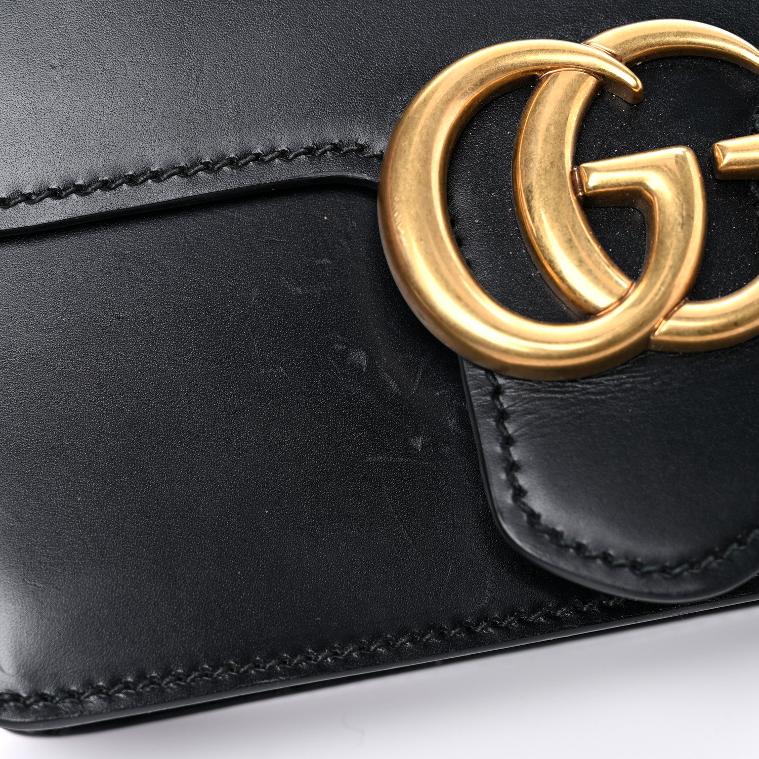 Gucci Knight Calfskin Small GG Marmont Chain Handle Bag Black 16 of 18