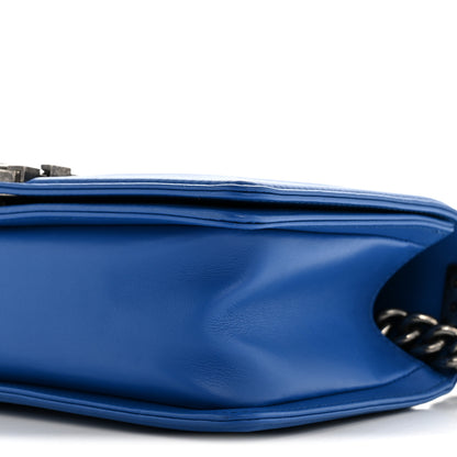 Chanel Calfskin Chevron Quilted Medium Boy Flap Blue 10 of 11