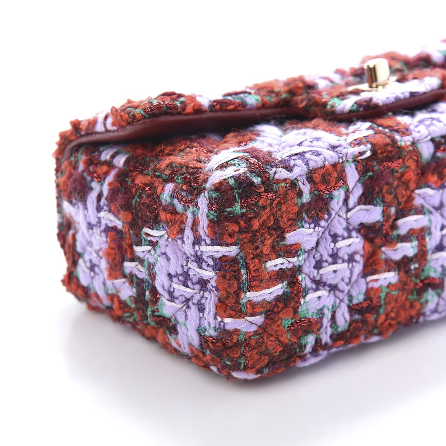 Tweed Quilted Mini Rectangular Flap Red Purple Green