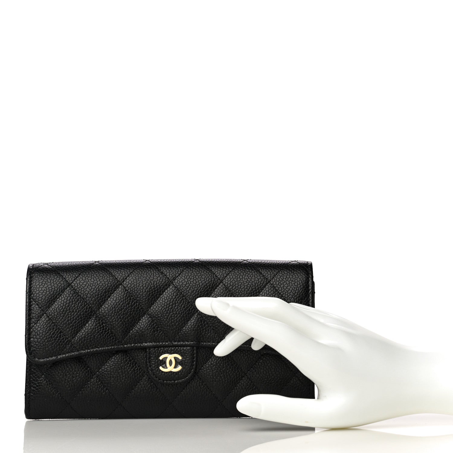 Chanel Caviar Quilted Large Gusset Flap Wallet Black 2 of 11