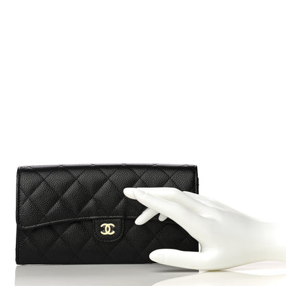 Chanel Caviar Quilted Large Gusset Flap Wallet Black 2 of 11