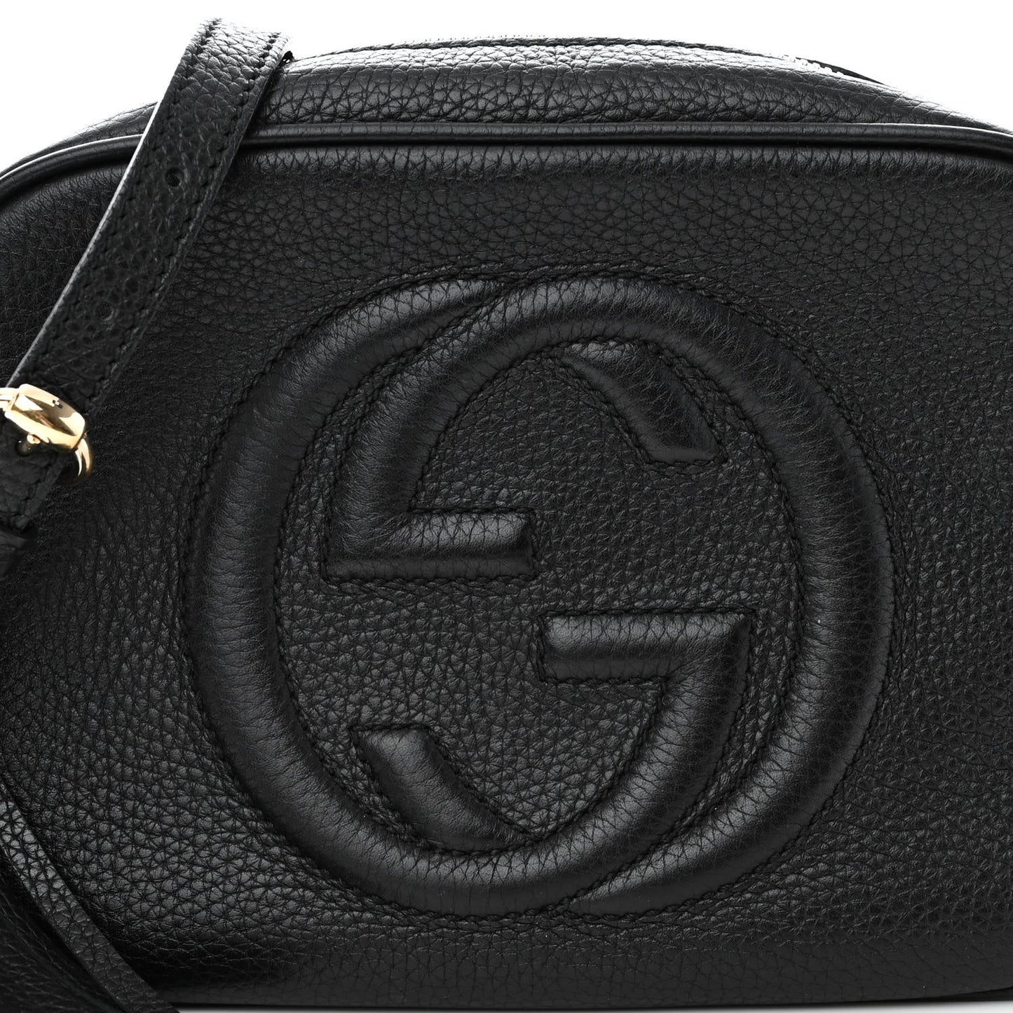 Pebbled Calfskin Small Soho Disco Bag Black