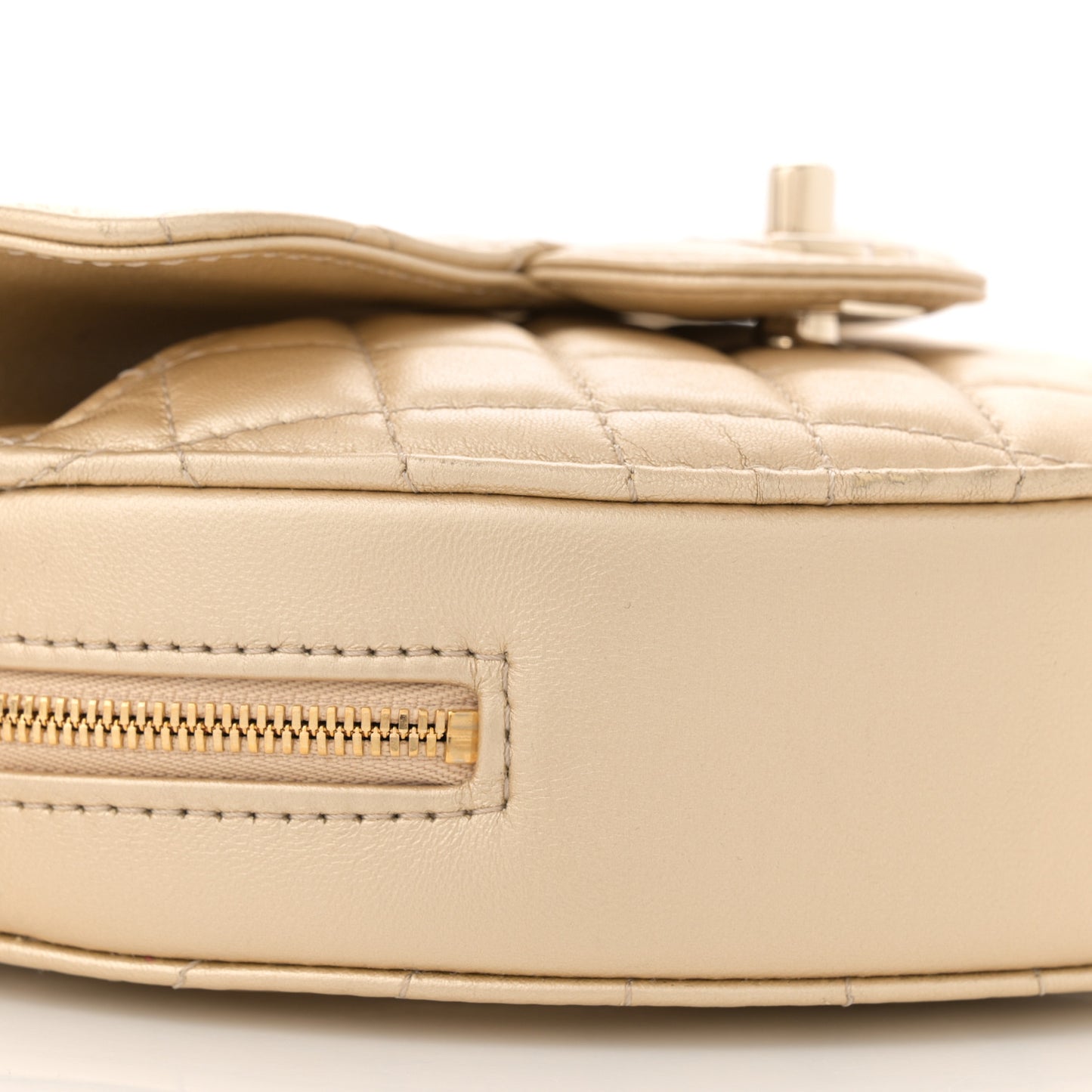 Metallic Lambskin Quilted CC In Love Heart Bag Gold