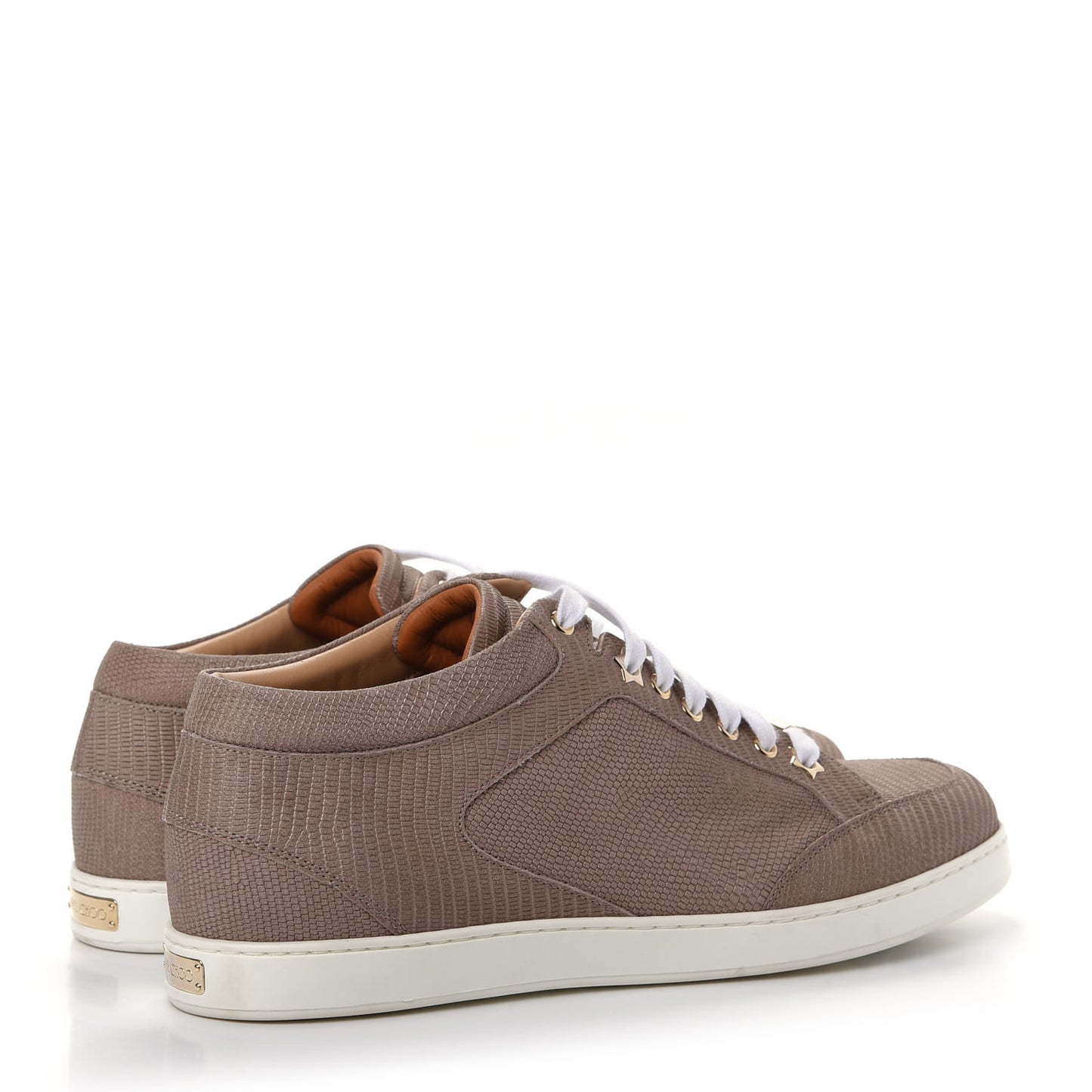 Metallic Lizard Embossed Miami Sneakers 42 Taupe