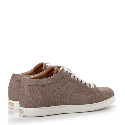 Jimmy Choo Metallic Lizard Embossed Miami Sneakers 42 Taupe 4 of 10