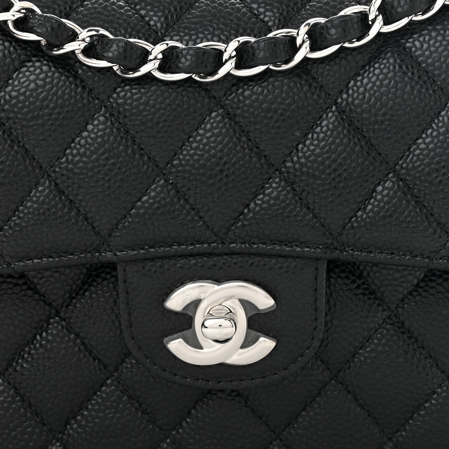 Caviar Quilted Small Double Flap Black
