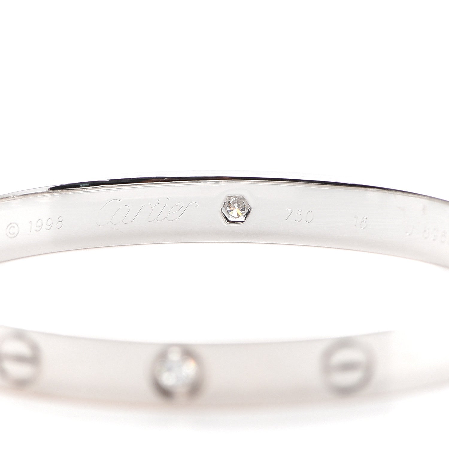 Cartier 18K White Gold 6 Diamond LOVE Bracelet 16 5 of 6