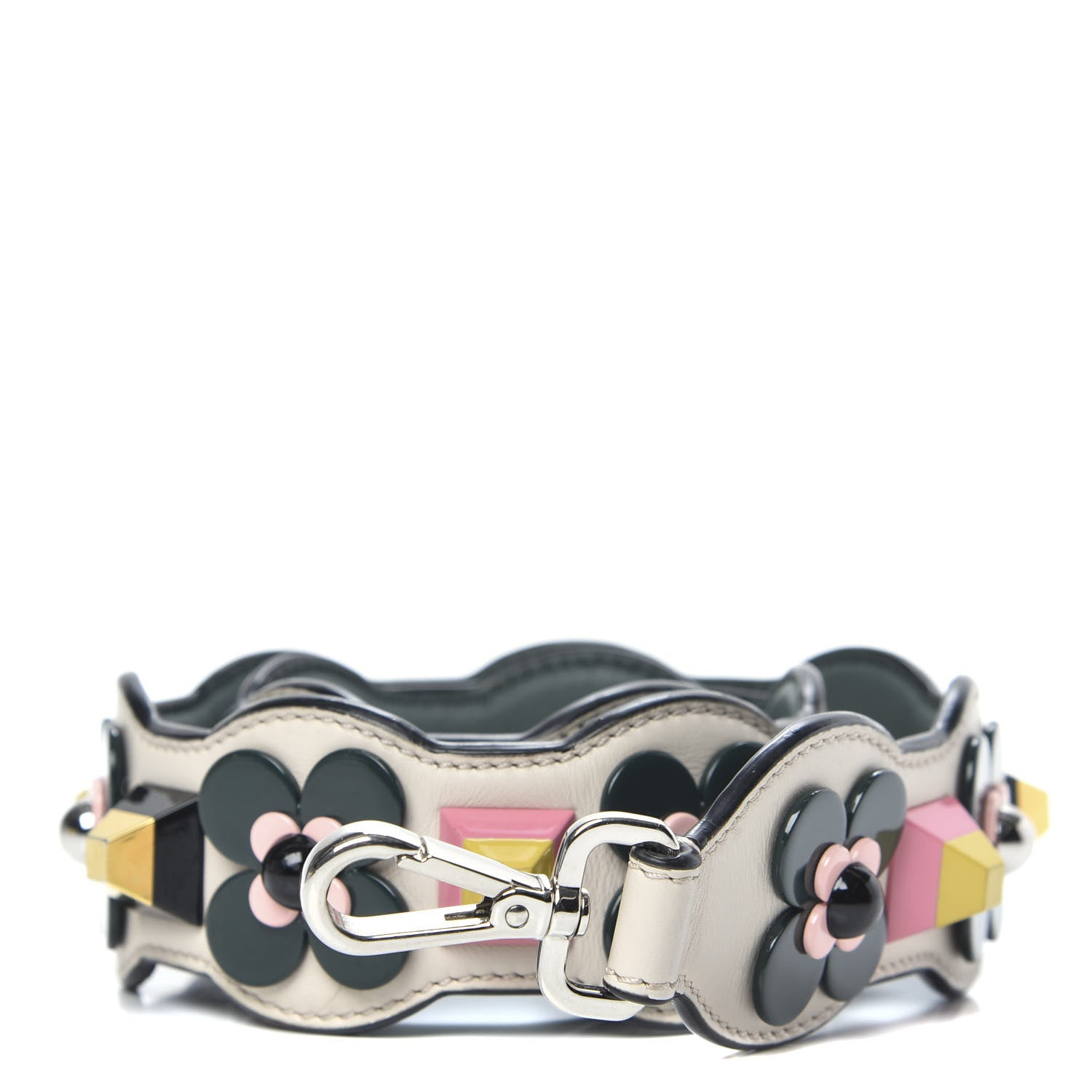 Fendi Vitello Dolce Plexiglass Flowerland Studded Strap You Camelia Multicolor 1 of 6