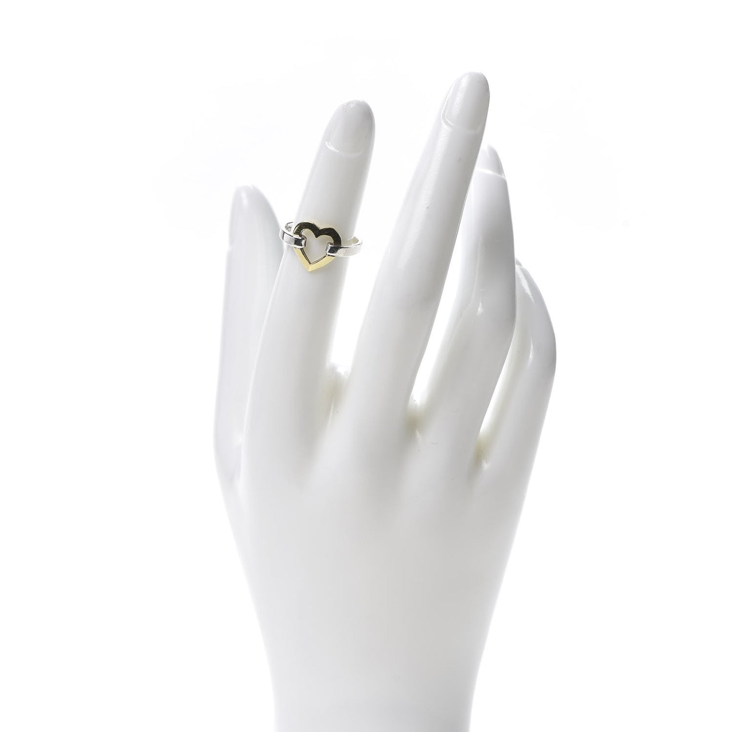 Sterling Silver 18K Yellow Gold Open Heart Ring 50 5.25