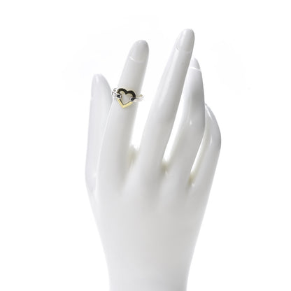 Tiffany Sterling Silver 18K Yellow Gold Open Heart Ring 50 5.25 2 of 4