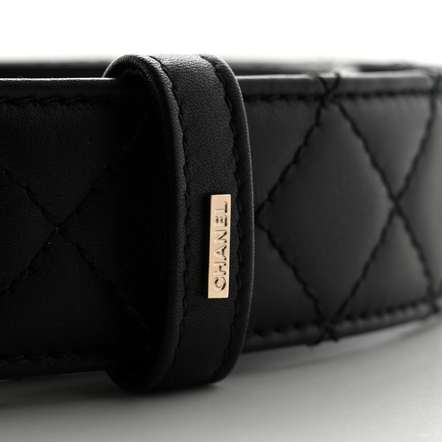 Chanel Calfskin Quilted CC Chain Belt 80 32 Black 3 of 7