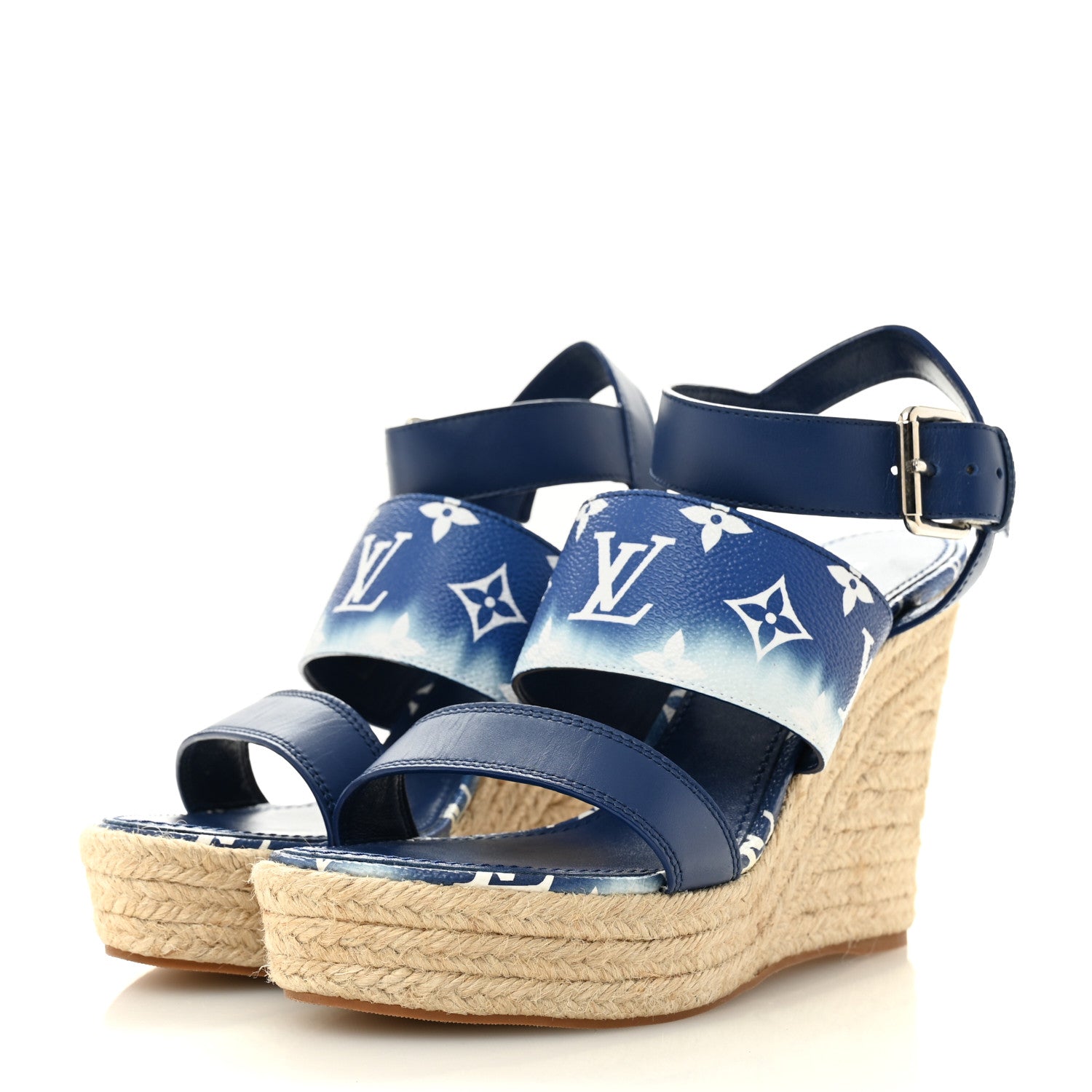 Louis Vuitton Monogram Escale Starboard Wedge Sandal 40 Blue 4 of 11