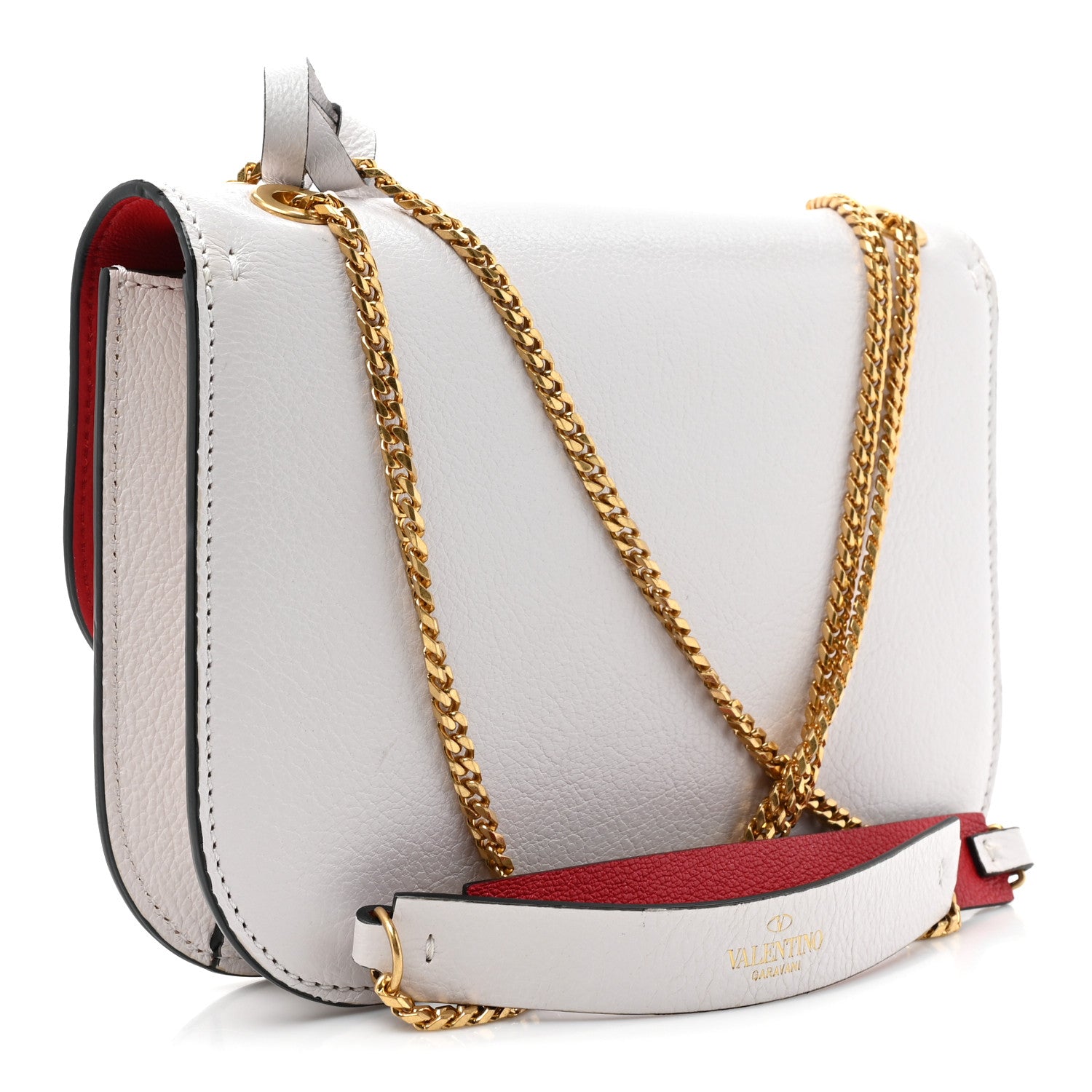 Valentino Garavani Grainy Calfskin Small Vlogo Chain Shoulder Bag Optic White 4 of 10