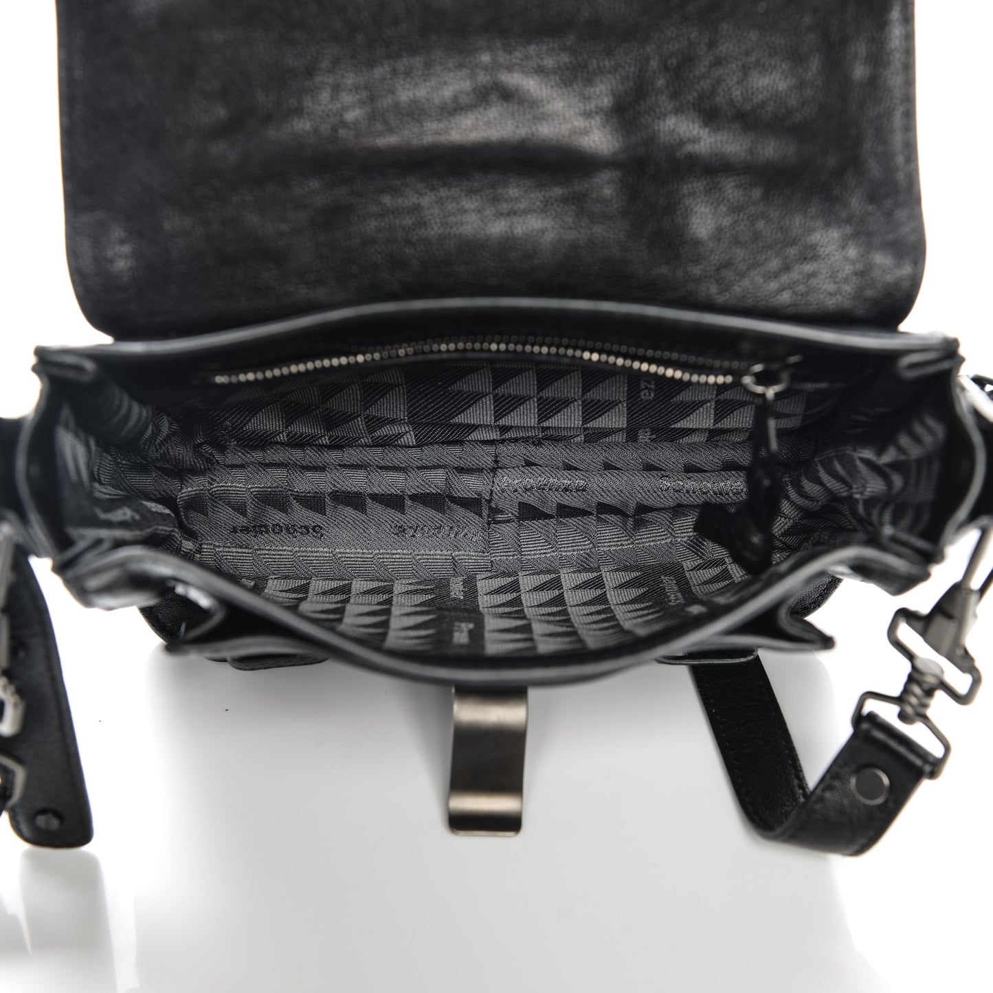 Lambskin Fringe PS1 Crossbody Pouch Black