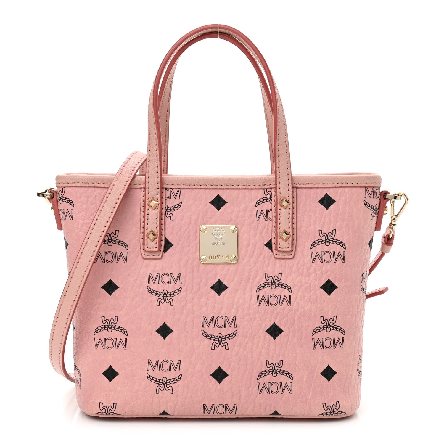 MCM Visetos Mini Anya Top Zip Shopper Tote Soft Pink 1 of 12