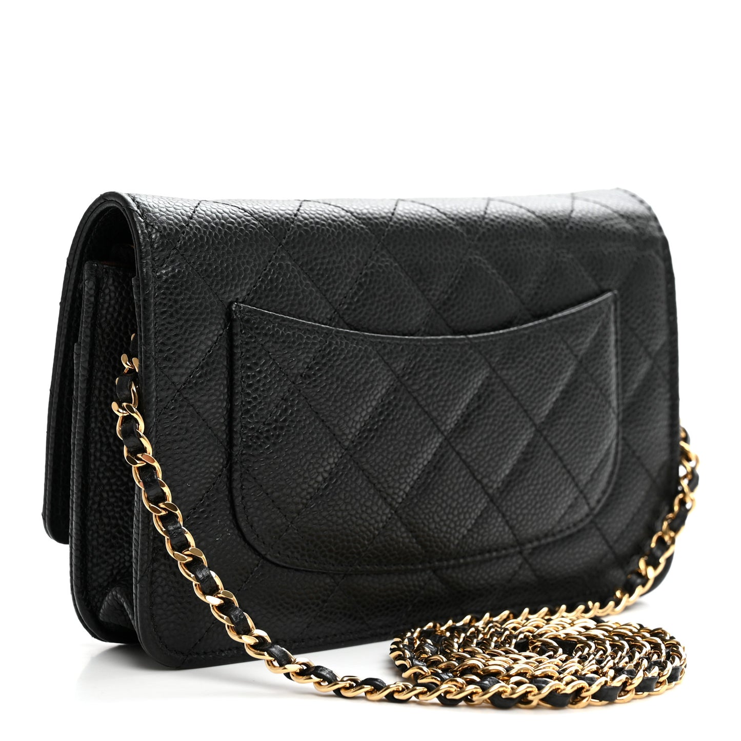 Caviar Quilted Wallet on Chain WOC Black