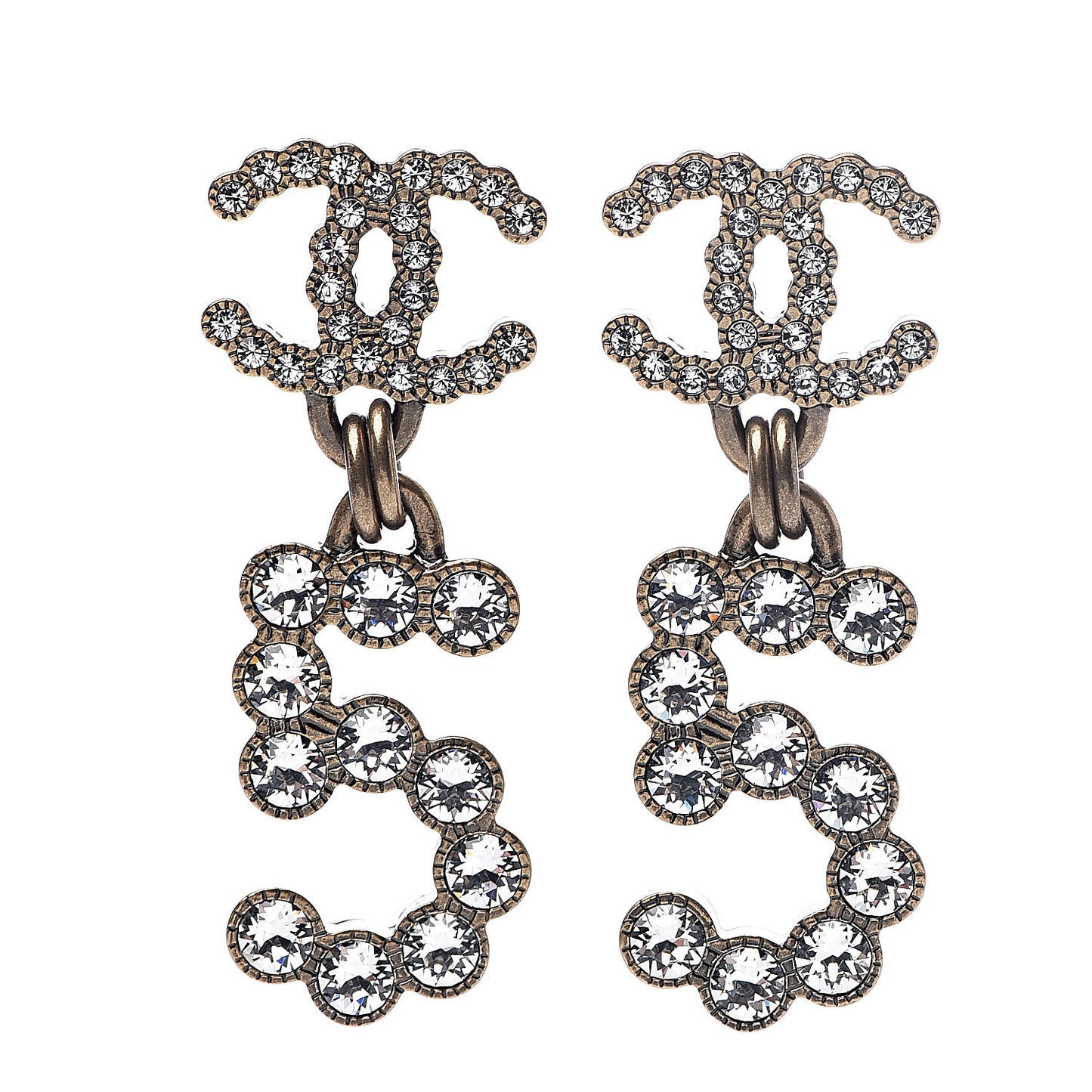Metal Crystal City of Lights No 5 Drop Earrings Gold
