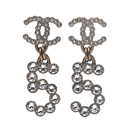 Chanel Metal Crystal City of Lights No 5 Drop Earrings Gold 1 of 5