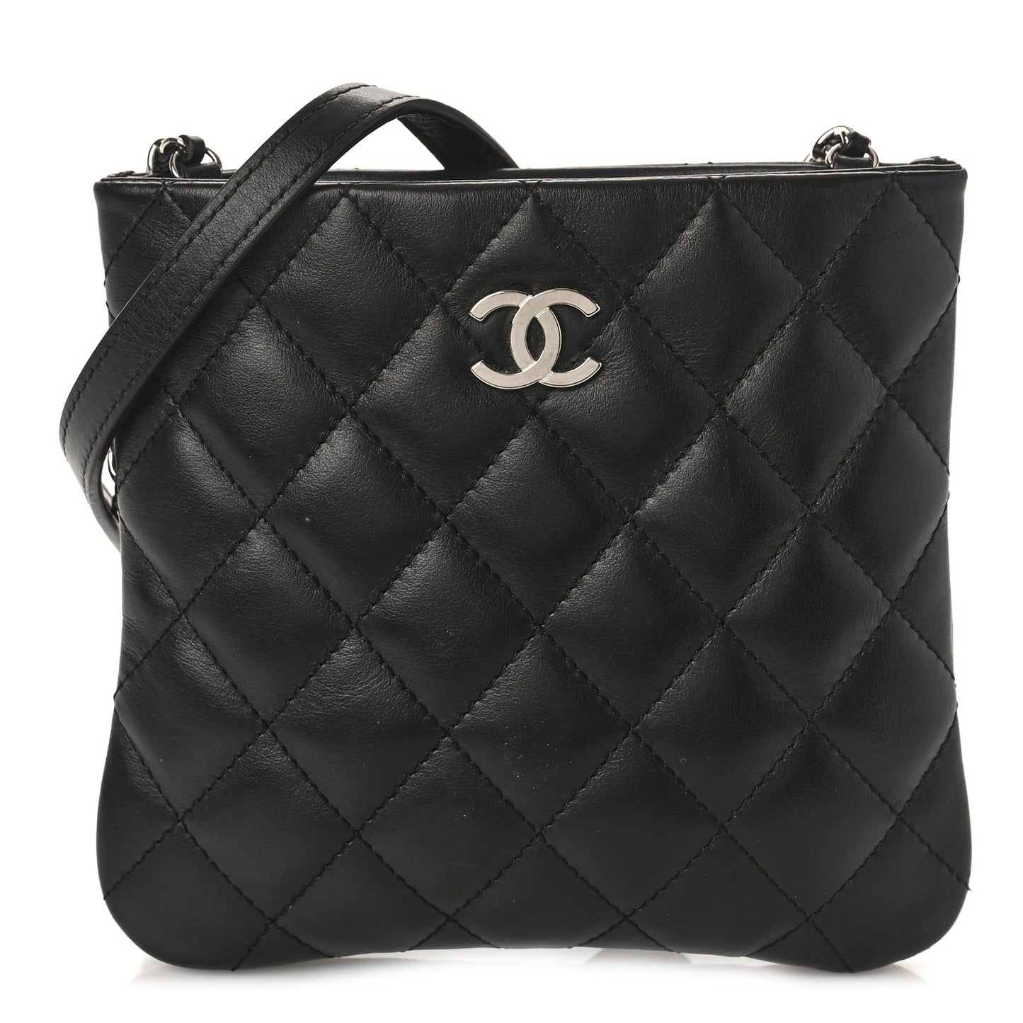 Lambskin Quilted Crossbody Bag Black