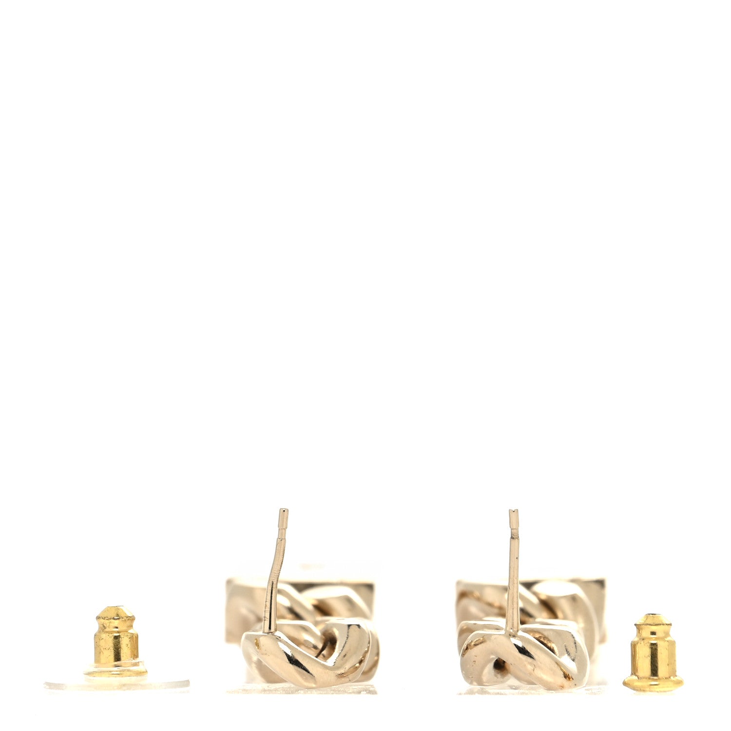 Chanel Crystal Dog Tag Charm Earrings Gold 3 of 4