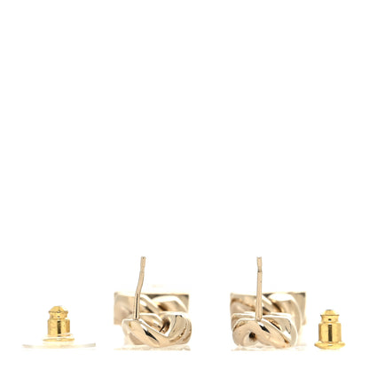 Chanel Crystal Dog Tag Charm Earrings Gold 3 of 4