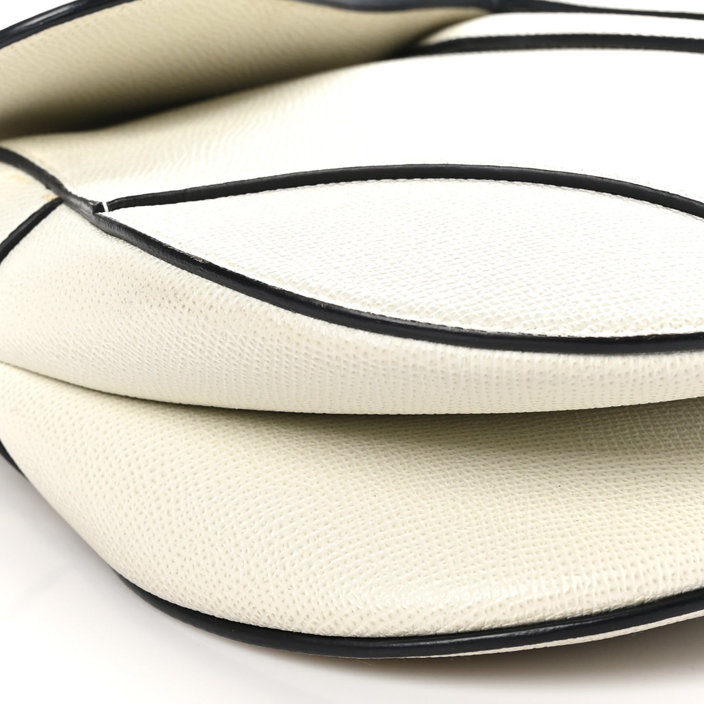 Grained Calfskin Saddle Bag White