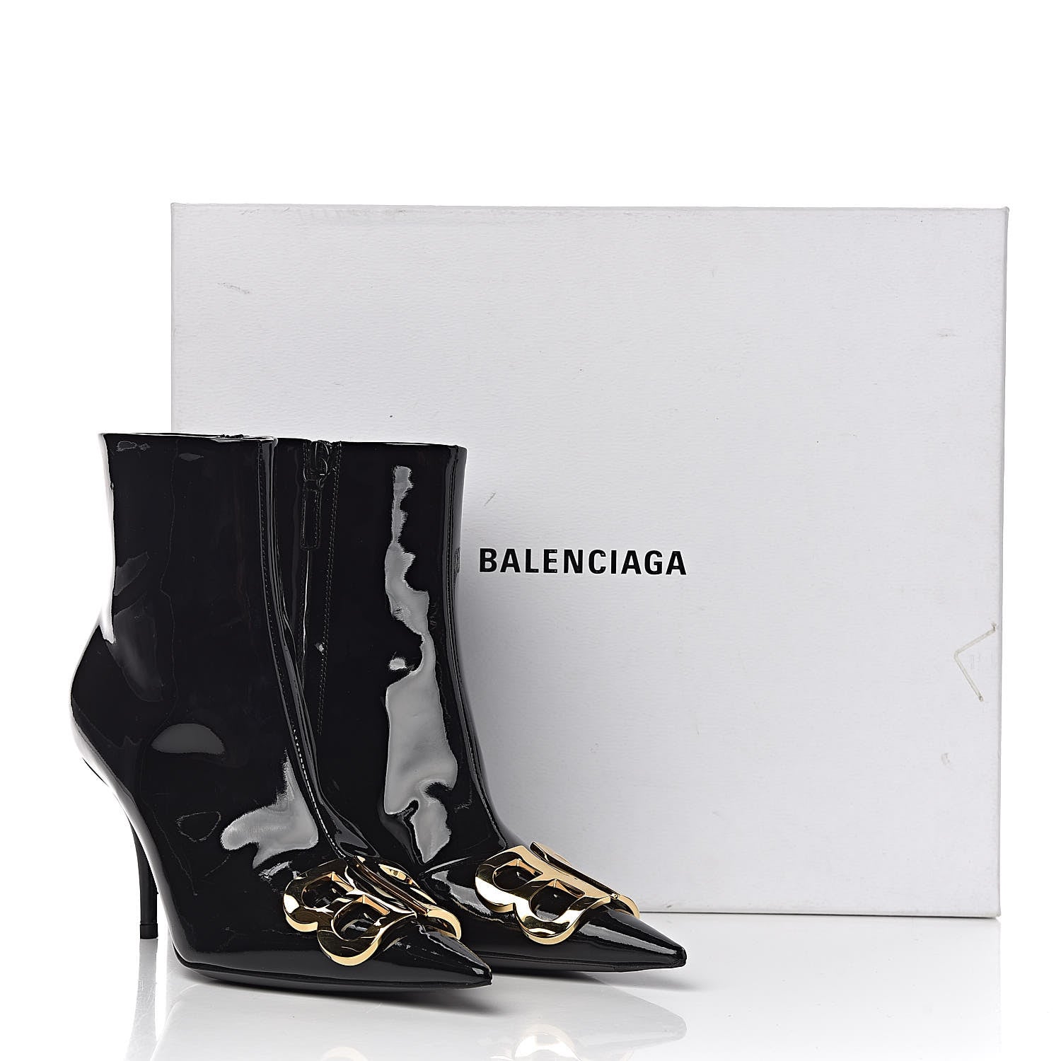 Balenciaga Patent BB Pointy Toe Ankle Booties 36.5 Black 11 of 11