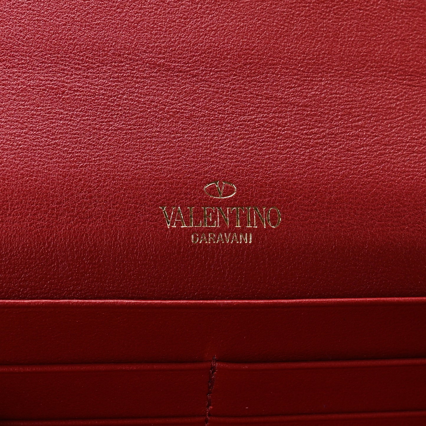 Vitello Small Rockstud Flap Wallet on Chain Red