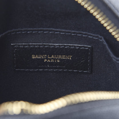 Saint Laurent Grain De Poudre Matelasse Chevron Quilted Round Vinyle Camera Bag Black 5 of 9