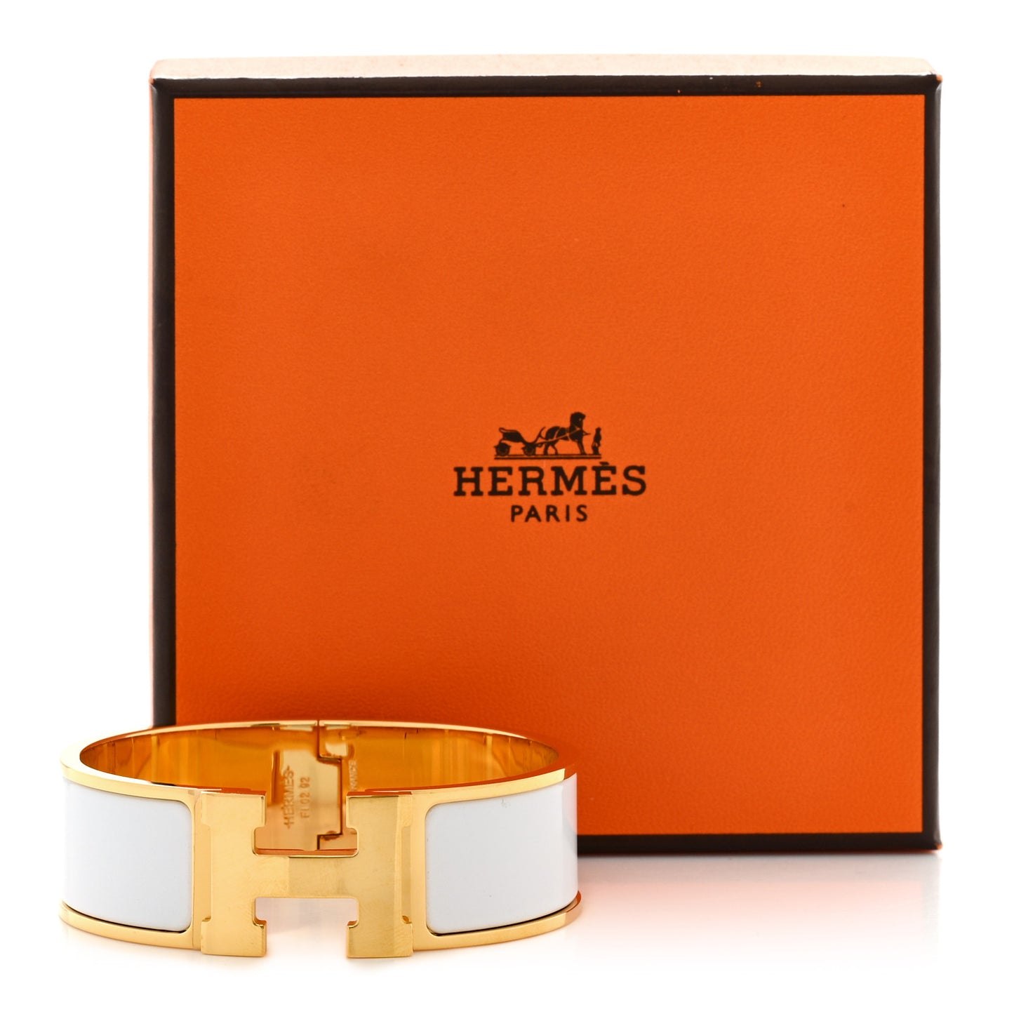Enamel Wide Clic Clac H Bracelet GM White