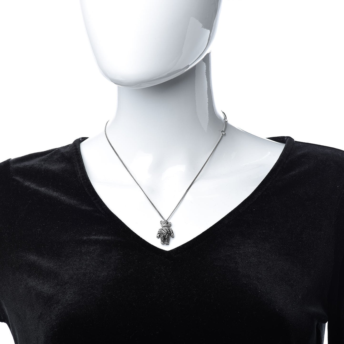 Crystal Teddy Bear Necklace Black