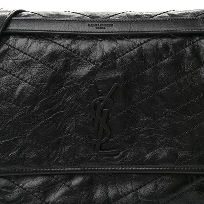 Saint Laurent Crinkled Calfskin Matelasse Monogram Medium Niki Chain Satchel Black 8 of 10