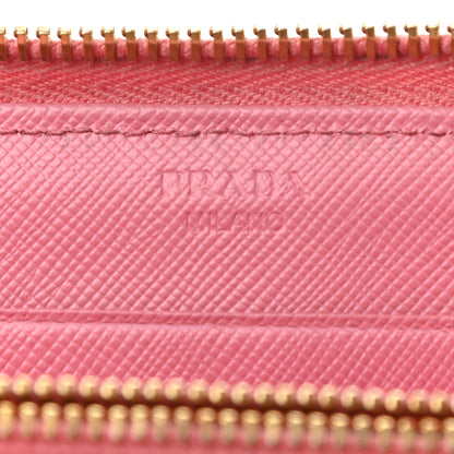 Prada Saffiano Metal Zip Around Wallet Geranio 6 of 9