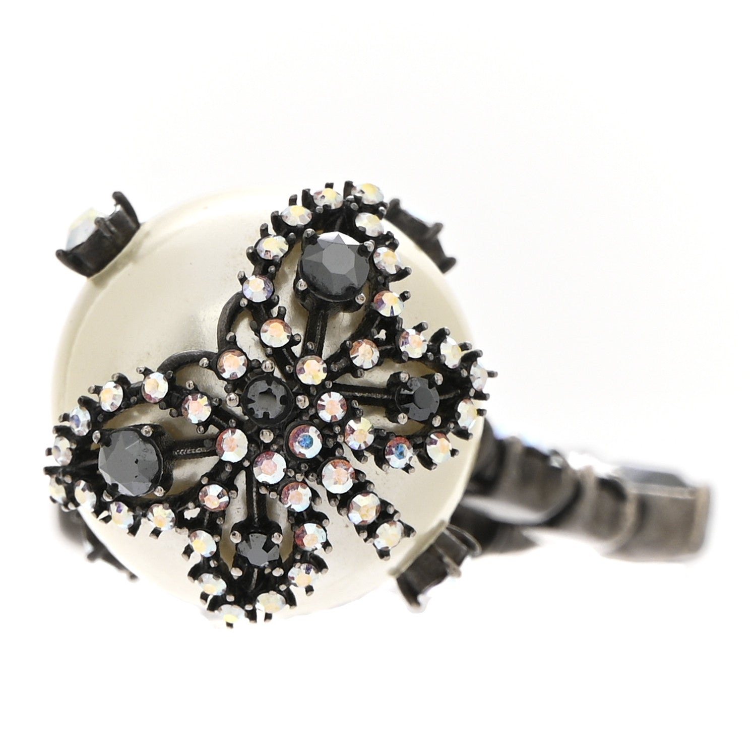 Christian Dior Pearl Crystal Tribales Butterfly Star Dangle Earrings Ruthenium Multicolor 5 of 5