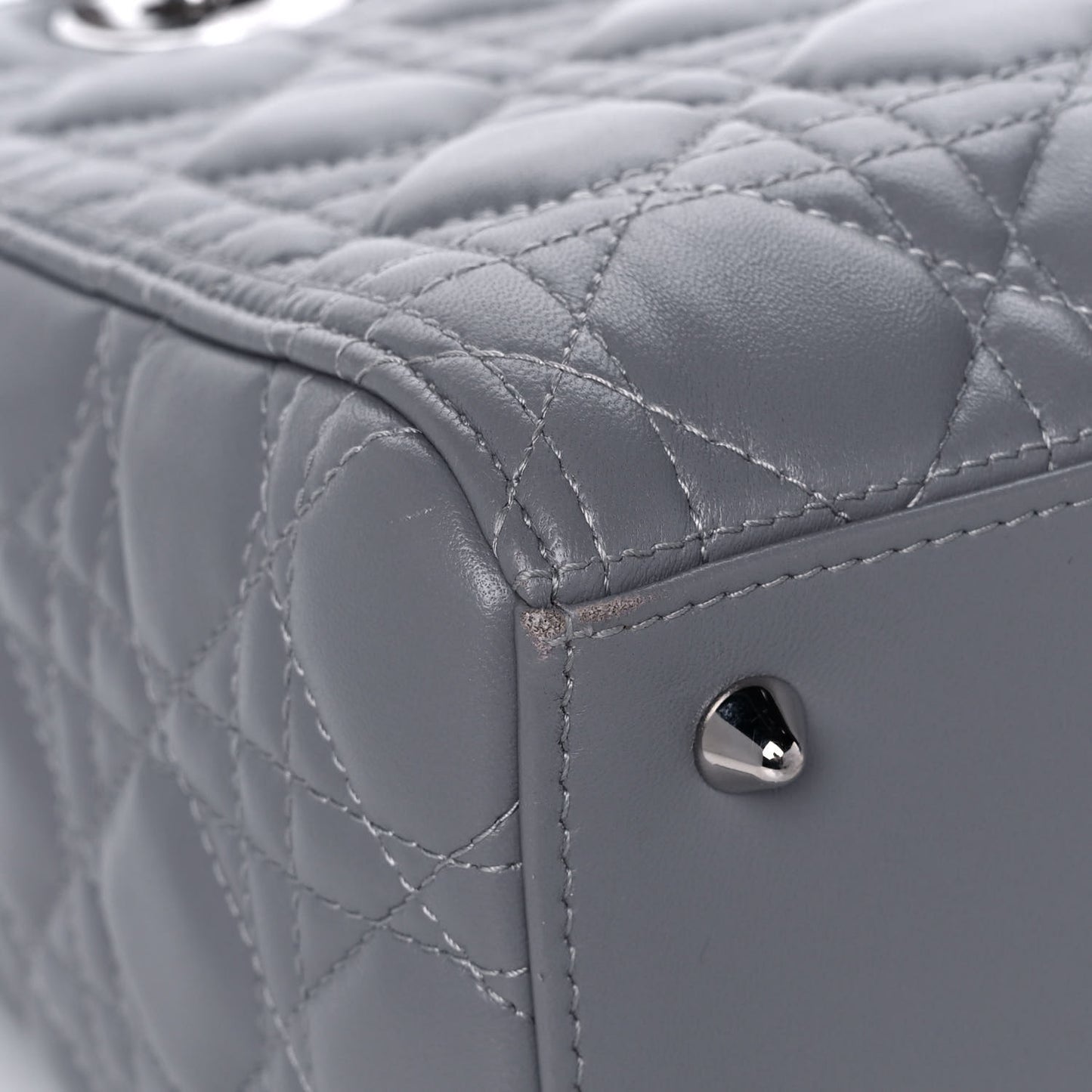 Lambskin Cannage Medium Lady Dior Crystal Strap Grey