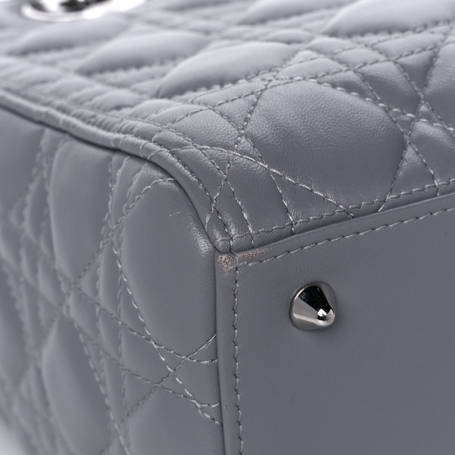 Christian Dior Lambskin Cannage Medium Lady Dior Crystal Strap Grey 10 of 16