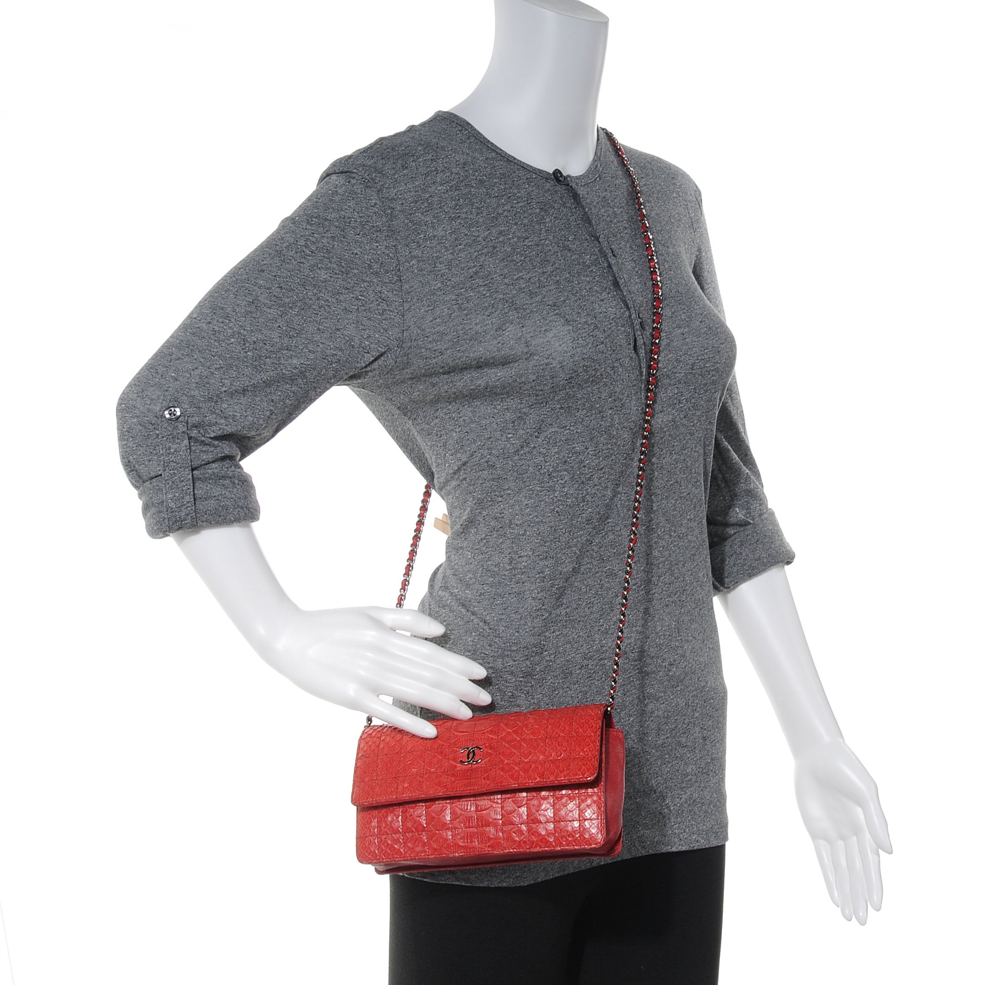 Chanel Python Wallet On Chain WOC Red 2 of 7