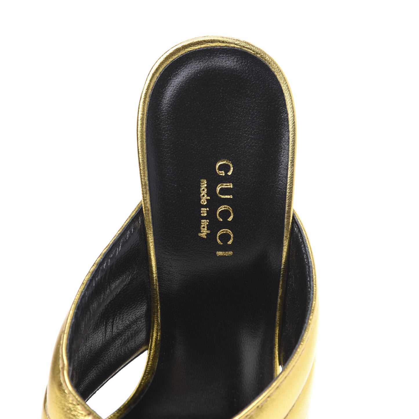 Metallic Nappa Webby Crossover High Heel Slide Sandals 35 Oro Vecchio