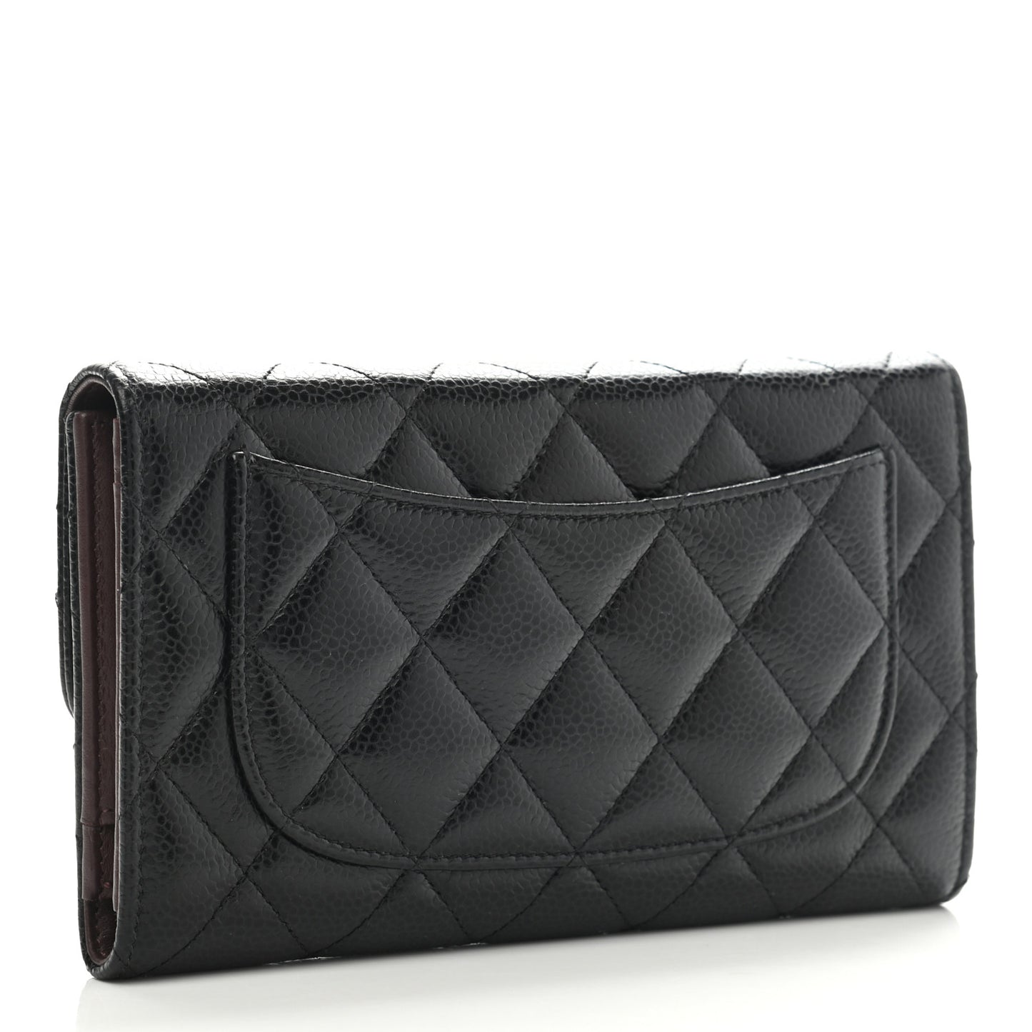 Caviar Quilted Large Flap Wallet Black